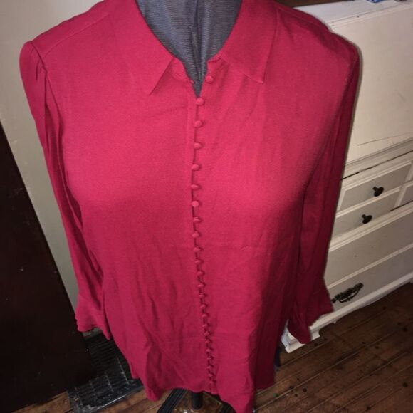 Soft Surroundings deep red artsy normcore button down tunic - Picture 1 of 4